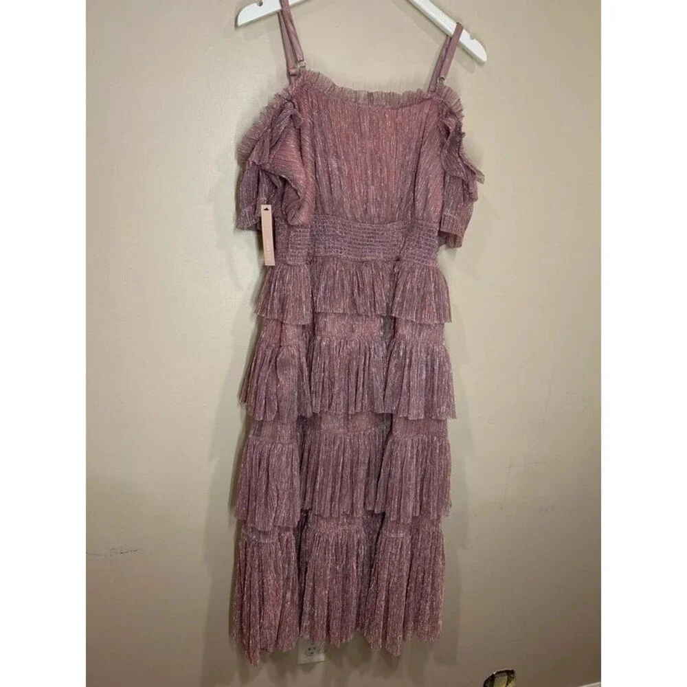 New Joce and Roe Women's XL Edie Pink Sparkle Tiered Party Cocktail Dress